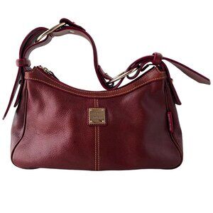 Dooney & Bourke East West Hobo Bag Brown w/ Red Detail + Dust Bag - Y2Ks Vintage